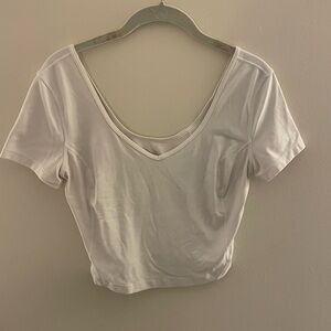 Lululemon White V-Neck Cropped Workout Top